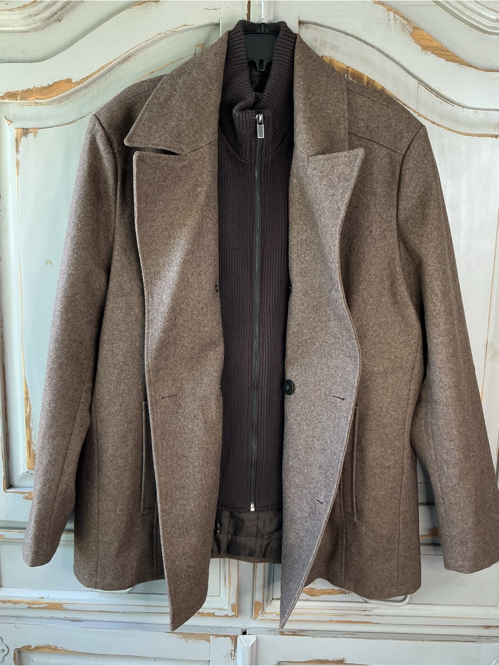 Kenneth Cole Reaction | Double-Breasted Wool Blend Peacoat European Military XL - Picture 5 of 11